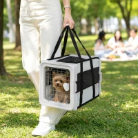 PawHut Sac de Transport pour Chat et Chien Pliable Tissu 300D Jusqu'à 10 kg 49,5 x 34 x 35,5 cm Gris(m-16)