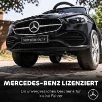 AIYAPLAY 3-in-1 Rutschauto mit Schiebstange Mercedes-Benz Rutschfahrzeug mit Lenkrad Hupe Musik Dach Sitzstauraum Schwarz(m-5)