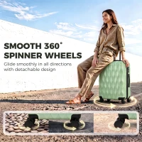 HOMCOM 65cm 64L Suitcase, Lightweight ABS Hard Shell Carry On Luggage with TSA Lock, Spinner Wheels, Telescopic Handle, Green(m-7)