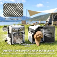 PawHut Trasportino per Cani e Gatti con Ruote, Manico Telescopico, 2 Finestre in Rete, per Animali Fino a 5 kg, Grigio(m-6)