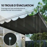 Outsunny Toile de toit pour pergola tonnelle rétractable de 3 x 3 m - toile uniquement 250 x 255 cm gris foncé(m-6)