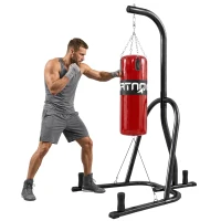 SPORTNOW Punching Bag with Stand for Adults, Freestanding Boxing Stand with Heavy Bag and Weight Plate Storage, Red(m-15)