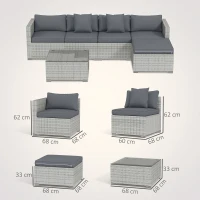 Outsunny 6 Pieces Rattan Corner Sofa Set - Mixed Grey(m-3)