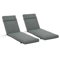 Outsunny Set 2 Perne pentru Șezlonguri de Exterior cu Curele, Perne Umplute cu Bumbac și Poliester, pentru Șezlonguri sau Fotolii de Grădină, 196x55x8 cm, Gri Închis(m-12)
