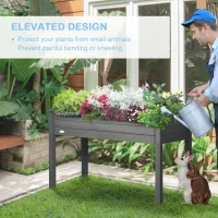 Outsunny Raised Bed for Garden, Wooden Elevated Planter Box with Bed Liner, for Flower Vegetable Herb, Dark Grey(m-5)