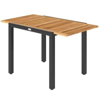 Outsunny Mesa de Jardín Extensible 120/80x70 cm Estructura de Acero y Tablero de Madera de Acacia para 4-6 Personas Natural(m-11)
