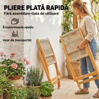 Outsunny 2 Scaune de Grădină Pliabile din Ratan PP, Bej(m-6)