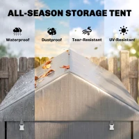 Outsunny 179 x 120cm Temporary Garden Shed, with Accessories - Light Grey(m-4)