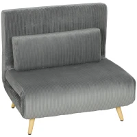 HOMCOM Schlafsessel 3-in-1, ausklappbarer Sessel aus Cord mit Schlaffunktion verstellbare Rückenlehne, Kissen Dunkelgrau(m-1)