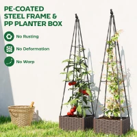 Outsunny Raised Bed for Garden, Raised Garden Bed Planter Box with Trellis, Self Watering, Drainage Holes and Plugs(m-7)