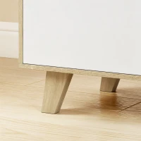HOMCOM Armario Dormitorio Moderno con Puertas Correderas Barra para Colgar Estantes Ajustables y 4 Cajones Roble y Blanco(m-14)