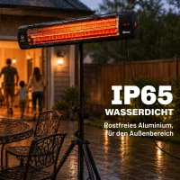Outsunny Infrarood Terrasverwarmer 2500W met Touchbediening, Afstandsbediening, 3 Warmtestanden en Verstelbare Standaard(m-5)