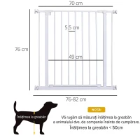 Pawhut Poarta Siguranta Copii & Animale – 76×72–82 cm, Alb Reglabila(m-3)