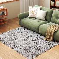 HOMCOM Modern Area Rug, Triangle Pattern Non-Slip Washable Rug, Chenille Floor Carpet for Living Room, Bedroom, Dining Room, Home Office, 170 x 120 cm, Brown(m-10)