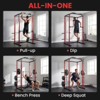 SPORTNOW Power Tower, Adjustable Squat Rack with Pull-Up Bar, Dip Station & Safety Arms for Home Gym Strength Training(m-4)