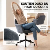 HOMCOM Chaise Bureau Ergonomique, Fauteuil de Bureau en Chenille avec Hauteur Réglable, Fonction Bascule, Bleu(m-6)