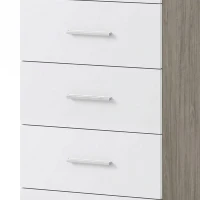 HOMCOM Cómoda de 6 Cajones Cajonera Alta para Dormitorio con Antivuelco 40x40x110 cm Gris Claro y Blanco(m-7)