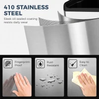 HOMCOM 2 x 20L Double Kitchen Bin, Stainless Steel Pedal Rubbish Bin with Dual Compartments, Soft Close Lids, Silver Tone(m-6)
