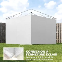 Outsunny Lot de 3 parois latérales pour tonnelle de 3 x 3 m, Panneaux Latéraux pour pavillon, fermeture éclair tissu Oxford blanc(m-6)