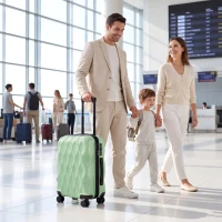 HOMCOM 56cm 41L Suitcase, Lightweight ABS Hard Shell Carry On Luggage with TSA Lock, Spinner Wheels, Telescopic Handle, Green(m-9)