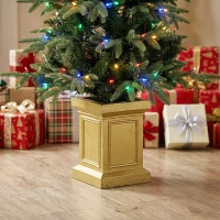 HOMCOM Set of 2 Prelit Christmas Trees with Dual-Colour LEDs, Remote, 4ft Artificial Aspen Fir Battery-Operated, 11 Modes, Pot(m-10)