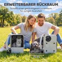 PawHut Dierentransporttas met wieltjes inklapbare transportbox voor honden katten tot 5 kg, ademende trolley Grijs(m-6)