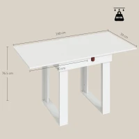 HOMCOM Folding Dining Table Under-Table Storage Extendable Kitchen Table Steel Rail White(m-3)