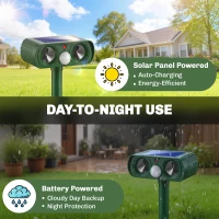 Outsunny Ultrasonic Cat Repellent, PIR Motion Sensor 110°, LED Flash, Solar Cat Deterrents for Gardens UK(m-6)