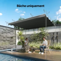 Outsunny Toile de toit pour pergola tonnelle rétractable de 3 x 3 m - toile uniquement 250 x 255 cm gris foncé(m-10)