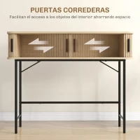 HOMCOM Consola Vintage Mesa de Pasillo con 2 Puertas Correderas de Tambor Tipo Persiana 100x30x80 cm Roble y Negro(m-5)