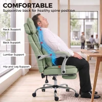 HOMCOM Executive Office Chair, PU Big and Tall Office Chair 180 kg with Wide Seat, Reclining, Lumbar Support, Light Green(m-7)