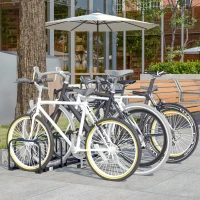 HOMCOM Râtelier 5 vélos range-vélos support rangement vélo à pneu 65 mm dim. 145L x 33l x 27H cm acier noir(m-2)