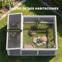 PawHut Casa para Tortugas de Madera Terrario para Reptiles Ventana Transparente Techo Abatible 113x106,5x44,5 cm Gris Oscuro(m-4)