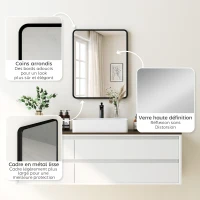 HOMCOM Miroir mural rectangulaire 50 x 40 cm, miroir décoratif moderne avec cadre en métal pour salon, entrée, couloir, noir(m-6)