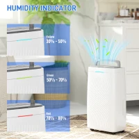 HOMCOM 16L/Day Dehumidifier with Activated Carbon Air Filter, Continuous Drainage, 5.5L Water Tank, 24H Timer, Humidity Light, Dehumidifier for Home Damp, Bedroom, Condensation, Mould, Laundry Drying(m-6)