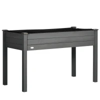 Outsunny Raised Bed for Garden, Wooden Elevated Planter Box with Bed Liner, for Flower Vegetable Herb, Dark Grey(m-1)