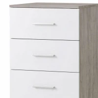 HOMCOM Cómoda de 6 Cajones Cajonera Alta para Dormitorio con Antivuelco 40x40x110 cm Gris Claro y Blanco(m-6)