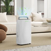 HOMCOM 16L/Day Dehumidifier with Activated Carbon Air Filter, Continuous Drainage, 5.5L Water Tank, 24H Timer, Humidity Light, Dehumidifier for Home Damp, Bedroom, Condensation, Mould, Laundry Drying(m-10)