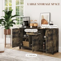 HOMCOM Sideboard, Industrial Storage Cabinet with Doors, Drawer, Cupboard and Adjustable Shelves for Living Room, Dining Room, Hallway, Rustic Brown(m-4)