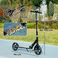 AIYAPLAY Foldable Kids Scooter with Adjustable Handlebar, 200mm Big Wheel, Rear Fender Brake, for Ages 6-12 Years, Black(m-3)