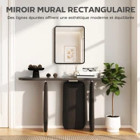HOMCOM Miroir mural rectangulaire 50 x 40 cm, miroir décoratif moderne avec cadre en métal pour salon, entrée, couloir, noir(m-4)