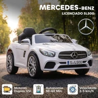 AIYAPLAY Carro Elétrico Infantil Mercedes-Benz SL500 12 V com Telecomando 2,4 GHz, 2 Motores e Suspensão, Branco(m-4)