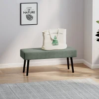 HOMCOM End of Bed Bench, Corduroy Bedroom Bench with Thick Padding and Steel Legs, Tufted Window Seat for Entryway, Living Room, Green(m-10)