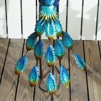Outsunny Statue de paon de jardin décoration jardin extérieure en métal résister aux éléments 40 x 43 x 83 cm multicolore(m-9)
