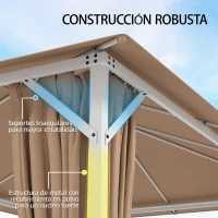 Outsunny Carpa para Jardín 3x4 m con Techo Ventilado 4 Paredes y 4 Mosquiteras UPF50+ para Exterior Terraza Caqui(m-4)