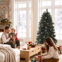 HOMCOM 5ft Artificial Christmas Tree, Fir Hinged Xmas Tree with 490 Branch Tips, Foldable Metal Stand, Easy Assembly, Green(m-9)