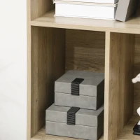 HOMCOM Modern Bookcase with Bottom Cabinet and 6 Open Shelves, Freestanding Bookshelf for Study Living Room Home Office, Natural and Dark Grey(m-9)