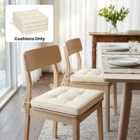 Outsunny Set of 4 Garden Seat Cushion with Ties, 42 x 42cm Replacement Dining Chair Seat Pad, Cream White(m-7)