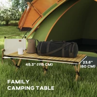 Outsunny Portable Camping Table, 4ft Aluminium Folding Table with Roll-Up Top, Picnic Table for Indoor, Outdoor, Party, BBQ, Beach, Natural Wood Effect(m-5)
