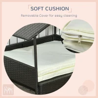 PawHut Extendable Elevated Dog Bed, Rattan Dog House, with Water-Resistant Roof, Removable Cushion, Cream(m-8)